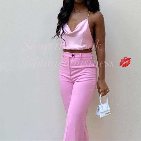 ZARA Satin Effect Pink Crop Top - Picture 1 of 14